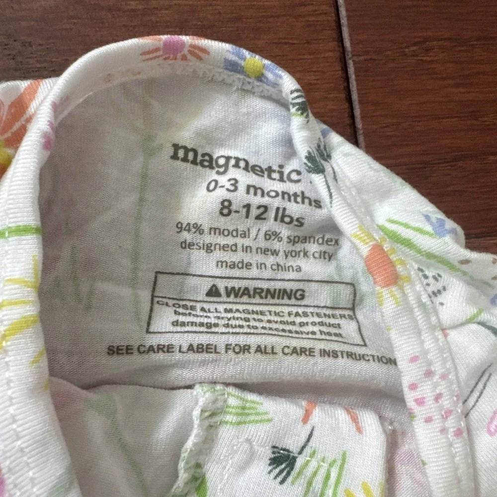 Magnetic Me Floral Flowers Fitted One Piece Pajama Footies Sz 0-3 Months Ruffles